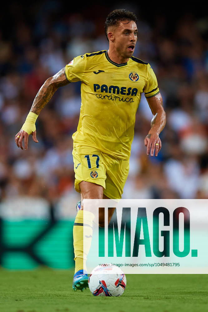 Valencia CF v Villarreal CF - La Liga EA Sports Kiko Femenia of Villarreal CF is in action during the LaLiga EA Sports match between Valencia CF and Villarreal CF at Mestalla stadium in Valencia, Spain, on August 31, 2024. Valencia Spain