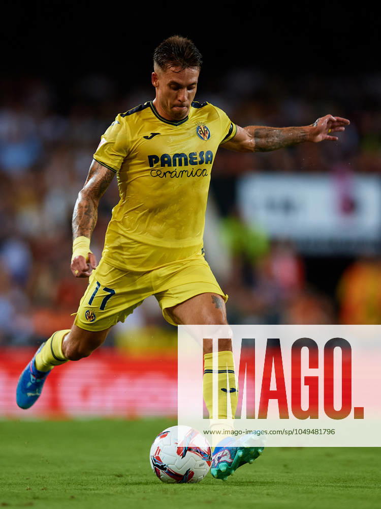 Valencia CF v Villarreal CF - La Liga EA Sports Kiko Femenia of Villarreal CF is in action during the LaLiga EA Sports match between Valencia CF and Villarreal CF at Mestalla stadium in Valencia, Spain, on August 31, 2024. Valencia Spain