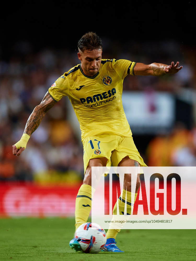 Valencia CF v Villarreal CF - La Liga EA Sports Kiko Femenia of Villarreal CF is in action during the LaLiga EA Sports match between Valencia CF and Villarreal CF at Mestalla stadium in Valencia, Spain, on August 31, 2024. Valencia Spain