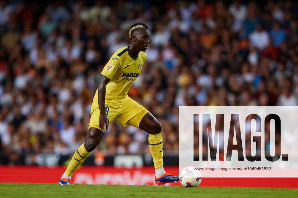 Valencia CF v Villarreal CF - La Liga EA Sports Gueye of Villarreal CF is in action during the LaLiga EA Sports match between Valencia CF and Villarreal CF at Mestalla stadium in Valencia, Spain, on August 31, 2024. Valencia Spain