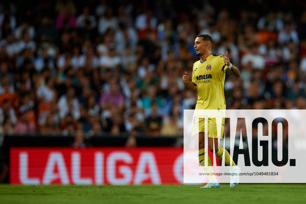 Valencia CF v Villarreal CF - La Liga EA Sports Yeremy Pino of Villarreal CF reacts during the LaLiga EA Sports match between Valencia CF and Villarreal CF at Mestalla stadium in Valencia, Spain, on August 31, 2024. Valencia Spain