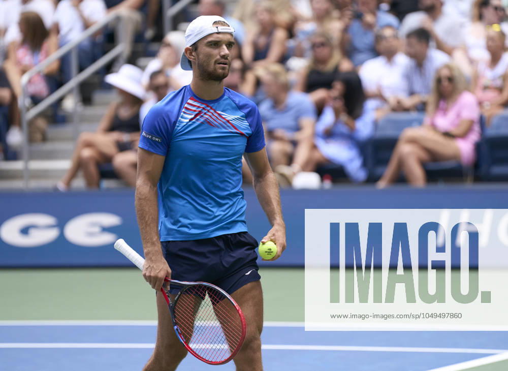 US Open Tennis 2024 Tomas Machac of the Czech Republic reacts against Jack Draper of Great Britain during round four on Armstrong Stadium at the 2024 US Open Tennis Championships at the National Tennis centre, New York, New York, 2 September 2024., Credit:Peter van den Berg Avalon USA, New York, New York, National Tennis Centre
