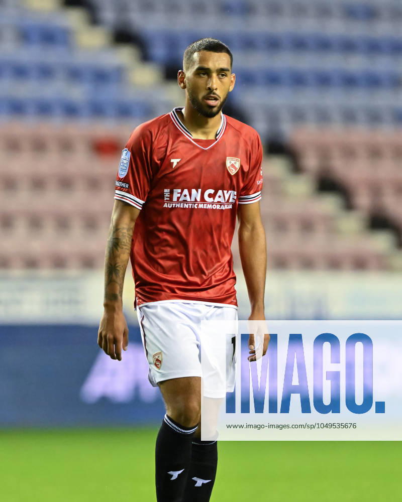 Bristol Street Motors Trophy Wigan Athletic v Morecambe Kayden Harrack of Morecambe during the Bristol Street Motors Trophy match Wigan Athletic vs Morecambe at DW Stadium, Wigan, United Kingdom, 3rd September 2024 (Photo by Cody Froggatt News Images) Wigan DW Stadium Greater Manchester United, ManU Kingdom