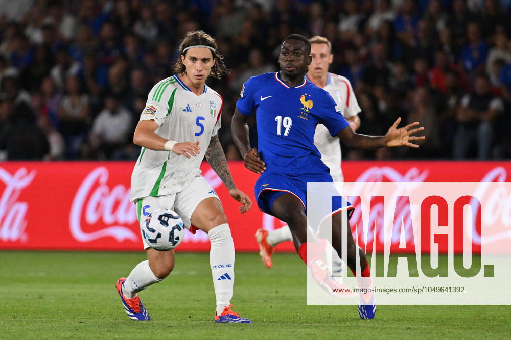- UEFA Nations League - France vs Italy Riccardo Calafiori (ITA) and Youssouf Fofana (FRA) during the UEFA National League Matchday 1 match between France and Italy at the Parc des Princes Stadium on September 6, 2024 in Paris, France. Paris France