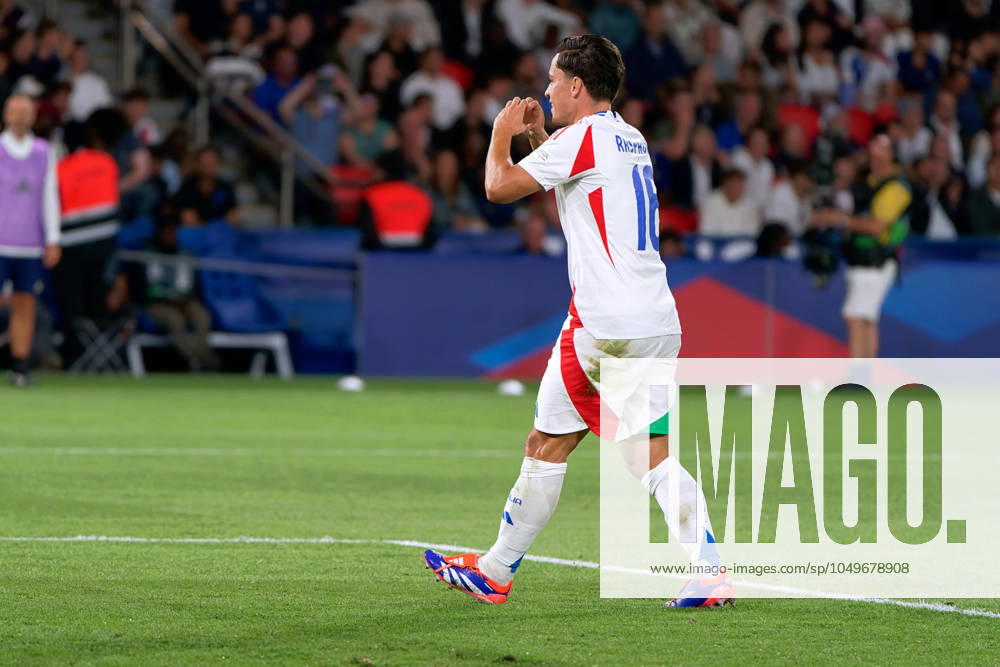 Giacomo Raspadori of Italy celebrates after scoring a goal during France vs Italy, Football UEFA Nations Leage match in Paris, France, September 06 2024