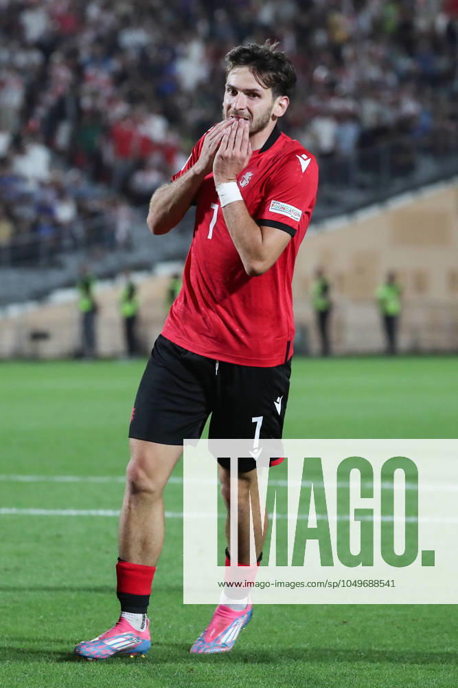 Khvicha Kvaratskhelia of Georgia during the UEFA Nations League match between Georgia and Czech Republic at the Mikheil Meskhi Stadium on September 7, 2024 in Tbilisi, Georgia. Tbilisi Mikheil Meskhi Stadium, Ilia Chavchavadze Avenue, Zemo Vake, Vake, Vake District, Tbilisi, 1062, Georgia Georgia