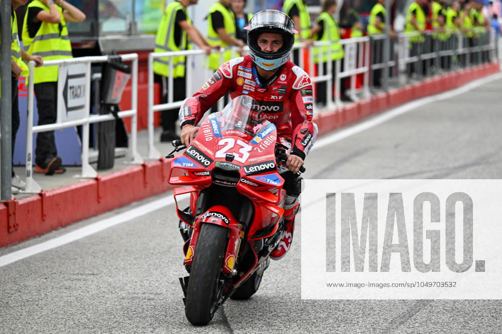 - MotoGP - GP15 - Gran Premio Red Bull di San Marino e della Riviera di Rimini - Race Enea Bastianini Italian Ducati Lenovo Team Ducati greets the fans at the end of Gran Premio Red Bull di San Marino e della Riviera di Rimini during GP15 - Gran Premio Red Bull di San Marino e della Riviera di Rimini - Race, MotoGP World Championship, WM, Weltmeisterschaft in Misano Adriatico, Italy, September 08 2024 Misano Adriatico Italy