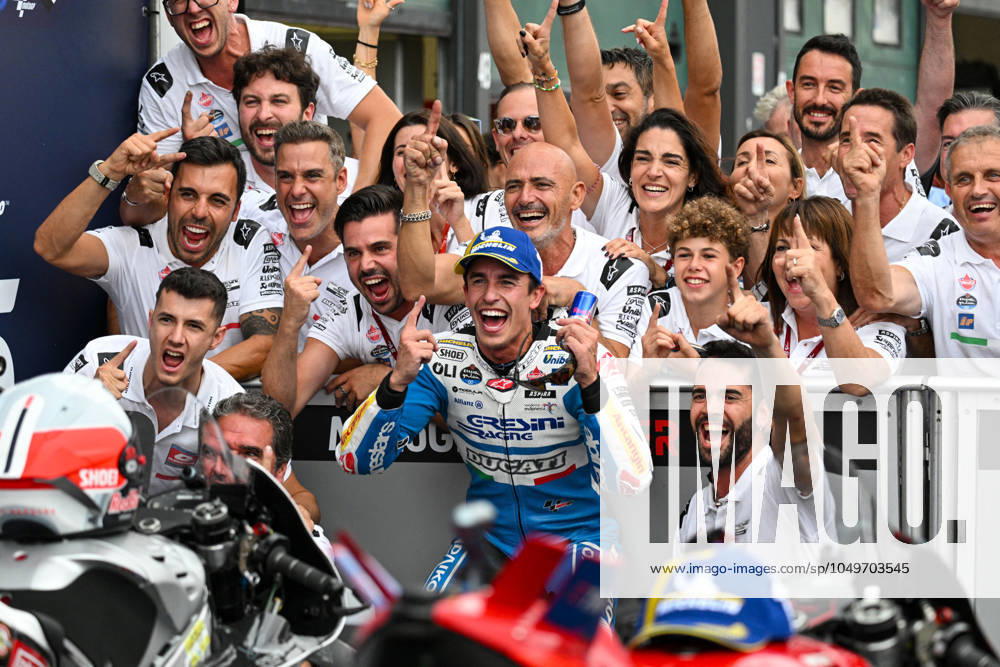 - MotoGP - GP15 - Gran Premio Red Bull di San Marino e della Riviera di Rimini - Race Marc Marquez Spanish Gresini Racing MotoGP Ducati celebrates winning the Gran Premio Red Bull di San Marino e della Riviera di Rimini Race during GP15 - Gran Premio Red Bull di San Marino e della Riviera di Rimini - Race, MotoGP World Championship, WM, Weltmeisterschaft in Misano Adriatico, Italy, September 08 2024 Misano Adriatico Italy