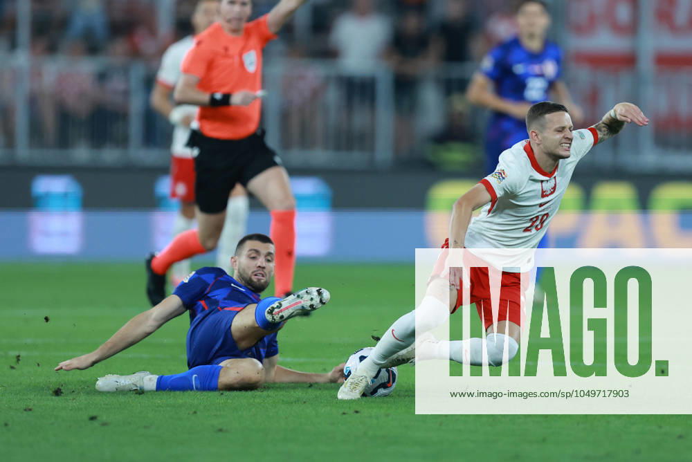 Croatia v Poland - UEFA Nations League 2024 25 League A Group A1 OSIJEK, CROATIA - SEPTEMBER 8: Player of Croatia Mateo Kovacic (L) commits a foul on a player of Poland Sebastian Szymanski (R) during the UEFA Nations League 2024 25 League A Group A1 match between Croatia and Poland at on September 8, 2024 in Osijek, Croatia. DavorxJavorovicj Pixsell