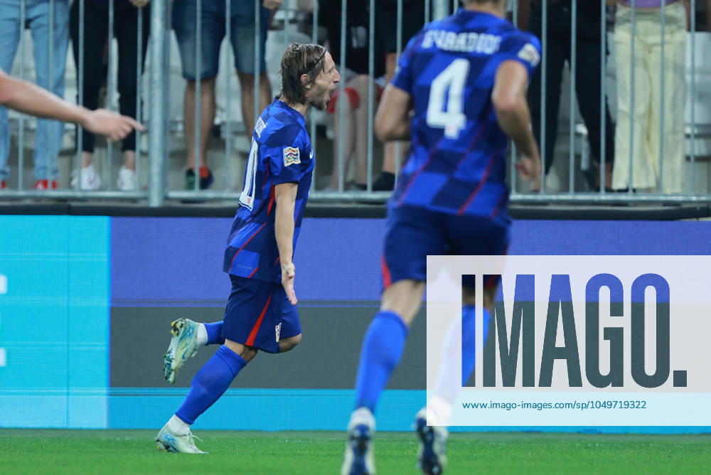 Croatia v Poland - UEFA Nations League 2024 25 League A Group A1 OSIJEK, CROATIA - SEPTEMBER 8: Player of Croatia Luka Modric celebrates his goal during the UEFA Nations League 2024 25 League A Group A1 match between Croatia and Poland at on September 8, 2024 in Osijek, Croatia. DavorxJavorovic Pixsell