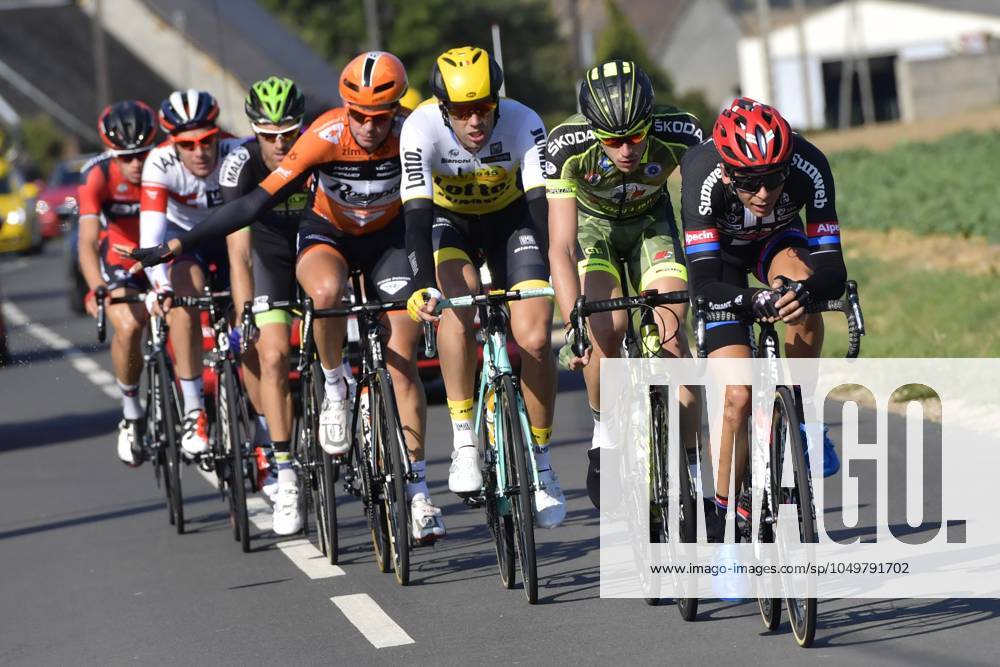 Paris-Tours 2016 cycling race TOURS, FRANCE - OCTOBER 9 : WYNANTS Maarten (BEL) Rider of TEAM LOTTO NL - JUMBO, GERTS Floris (NED) Rider of BMC RACING TEAM, LANG Pirmin (SUI) Rider of IAM CYCLING, BARGUIL Warren (FRA) Rider of TEAM GIANT - ALPECIN, VAN GOETHEM Brian (NED) Rider of ROOMPOT - ORANJE PELOTON and GERARD Arnaud (FRA) Rider of FORTUNEO - VITAL CONCEPT in action during the 110th edition of the Paris-Tours cycling race with start in Dreux and finish in Tours on October 09, 2016 in Tours, France, 9 10 2016 TOURS FRANCE