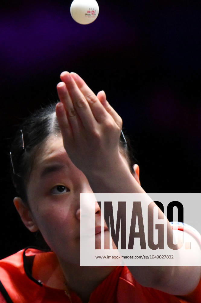 (240910) -- MACAO, Sept. 10, 2024 -- Harimoto Miwa of Japan serves during the women s singles 1st round match between Harimoto Miwa of Japan and Yang Xiaoxin of Monaco at the 2024 World Table tennis, Tischtennis (WTT) Champions Macao in Macao, south China, Sept. 10, 2024. ) (SP)CHINA-MACAO-TABLE TENNIS-WTT-DAY 2 (CN) CheongxKamxKa
