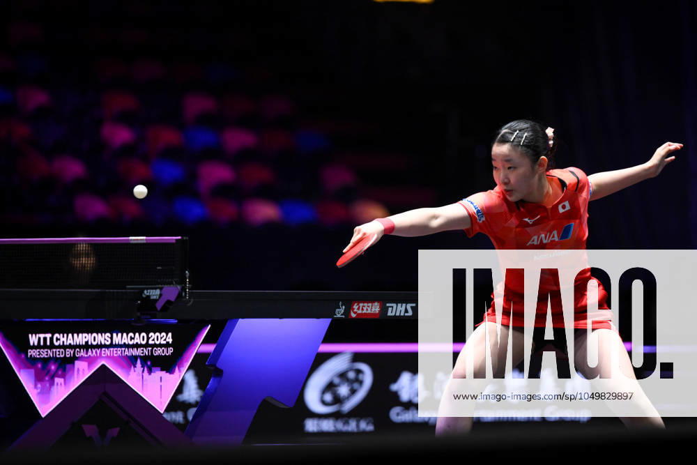 (240910) -- MACAO, Sept. 10, 2024 -- Harimoto Miwa of Japan hits a return during the women s singles 1st round match between Harimoto Miwa of Japan and Yang Xiaoxin of Monaco at the 2024 World Table tennis, Tischtennis (WTT) Champions Macao in Macao, south China, Sept. 10, 2024. ) (SP)CHINA-MACAO-TABLE TENNIS-WTT-DAY 2 (CN) CheongxKamxKa
