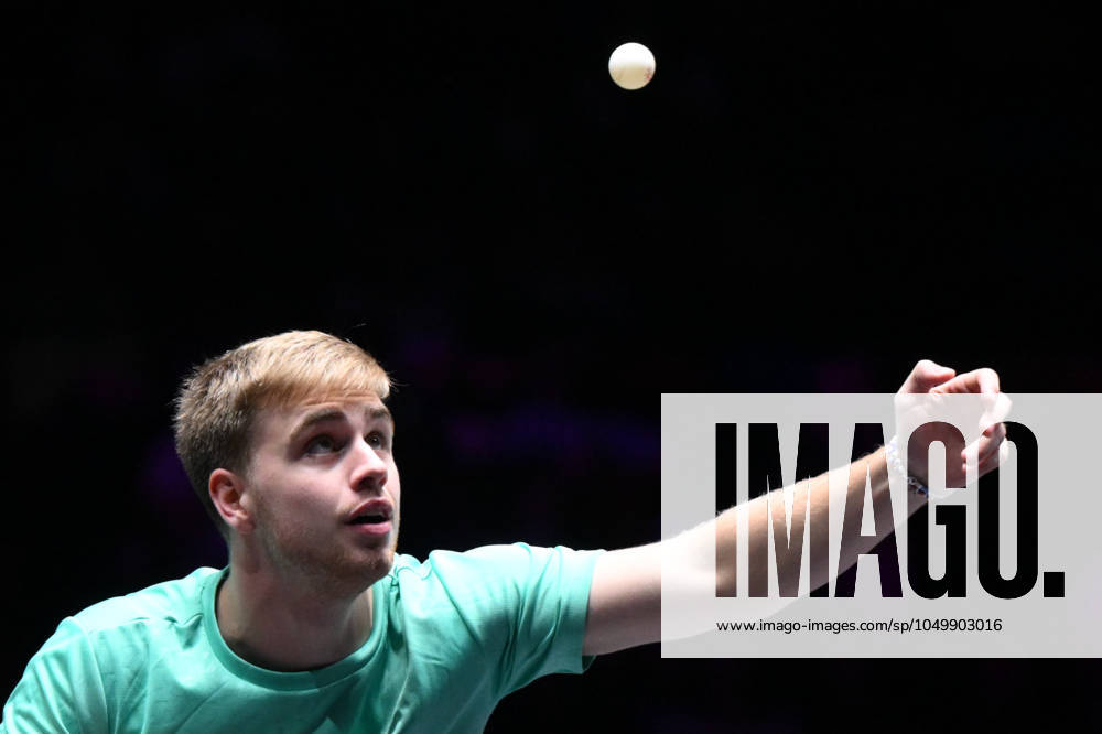 (240911) -- MACAO, Sept. 11, 2024 -- Truls Moregard serves during the men s singles round of 16 match between Truls Moregard of Sweden and Liam Pitchford of England at the 2024 World Table tennis, Tischtennis (WTT) Champions Macao in Macao, south China, Sept. 11, 2024. ) (SP)CHINA-MACAO-TABLE TENNIS-WTT-MEN S SINGLES (CN) CheongxKamxKa