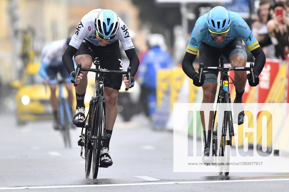Paris-Nice 2018 stage 8 NICE, FRANCE - MARCH 11 : DE LA CRUZ MELGAREJO David (ESP) of Team SKY wins before FRAILE MATARRANZ Omar (ESP) of Astana Pro Team during stage 8 of the 2018 Paris - Nice cycling race with start and finish in Nice (110 km) on March 11, 2018 in Nice, France, 11 03 2018 Nice France