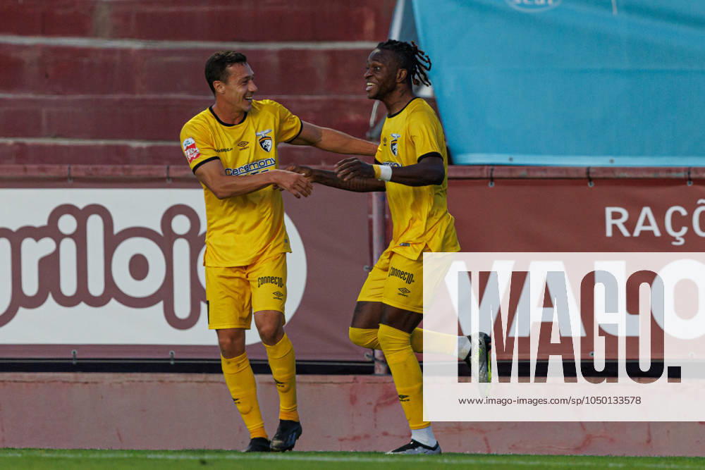 Chico Banza seen celebrating after scoring goal during Liga Portugal 2 game between teams of SCU Torreense and Portimonense SC (Maciej Rogowski) Torres Vedras Estadio Manuel Marques Portugal