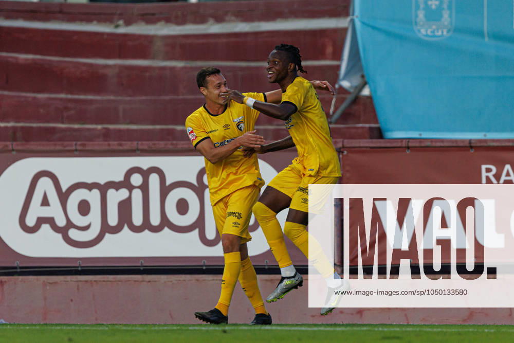 Chico Banza seen celebrating after scoring goal during Liga Portugal 2 game between teams of SCU Torreense and Portimonense SC (Maciej Rogowski) Torres Vedras Estadio Manuel Marques Portugal