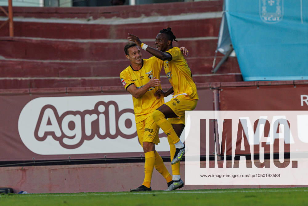 Chico Banza seen celebrating after scoring goal during Liga Portugal 2 game between teams of SCU Torreense and Portimonense SC (Maciej Rogowski) Torres Vedras Estadio Manuel Marques Portugal