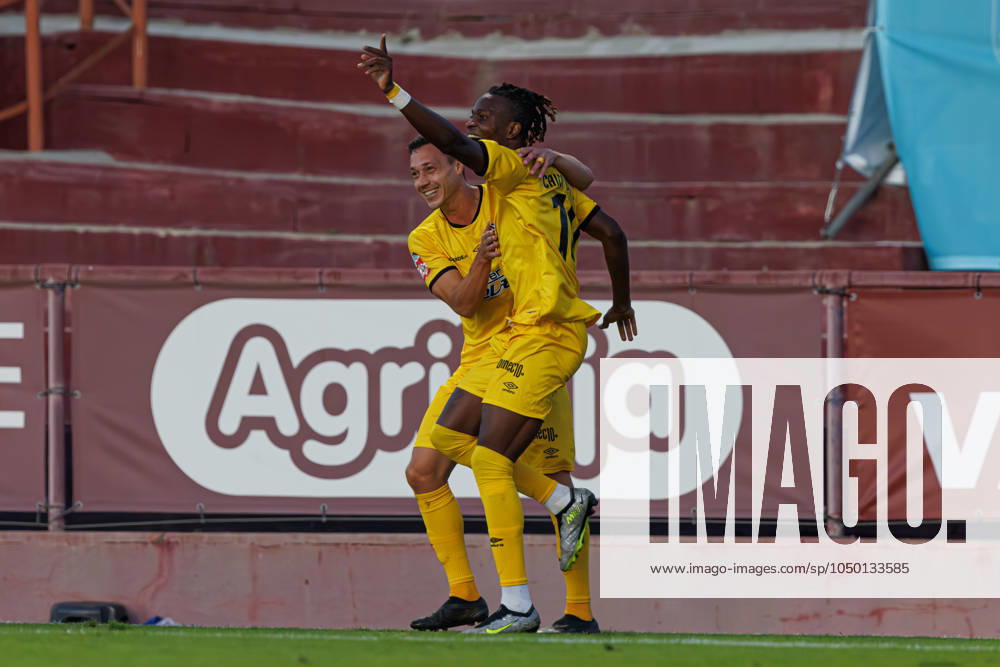Chico Banza seen celebrating after scoring goal during Liga Portugal 2 game between teams of SCU Torreense and Portimonense SC (Maciej Rogowski) Torres Vedras Estadio Manuel Marques Portugal