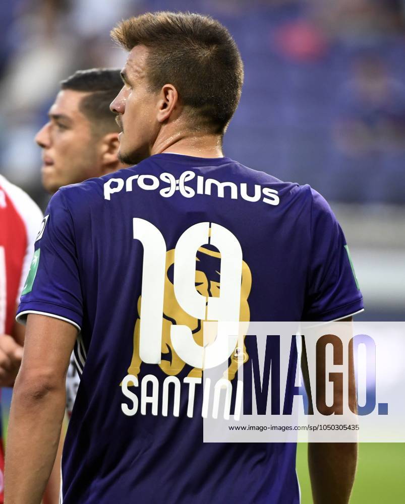 RSC Anderlecht v Mouscron - Jupiler Pro League ANDERLECHT, BELGIUM - AUGUST 17 : illustration picture of de gouden stier meilleur buteur with the special shirt of best scorer Ivan Santini forward of RSC Anderlecht pictured during the Jupiler Pro League match between RSC Anderlecht and Royal Excel Mouscron on August 17, 2018 in Anderlecht, Belgium, 17 08 2018 Anderlecht Belgium