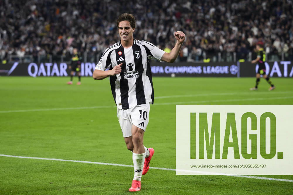 Juventus FC v PSV Eindhoven - UEFA Champions League Kenan Yildiz of Juventus FC celebrates during the UEFA Champions League football match between Juventus FC and PSV Eindhoven. Turin Italy