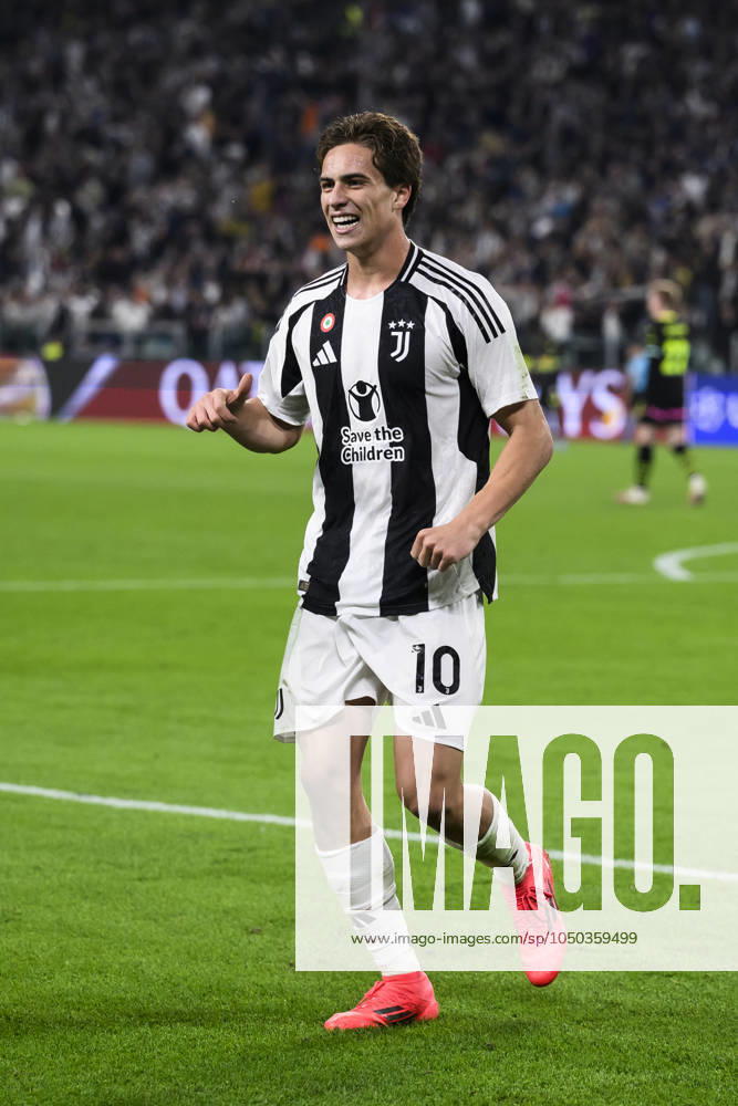 Juventus FC v PSV Eindhoven - UEFA Champions League Kenan Yildiz of Juventus FC celebrates during the UEFA Champions League football match between Juventus FC and PSV Eindhoven. Turin Italy