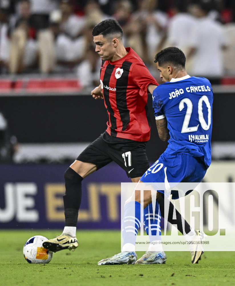 AFC CHAMPIONS LEAGUE ELITE, AL RAYYAN FC V AL-HILAL SFC Achraf Benchark (L) of Al Rayyan SC and Joao Cancelo of Al-Hilal SFC in action during the AFC Champions League elite west football match between Qatar s Al Rayyan SC and Saudi Arabia s Al-Hilal SFC at Ahmad Bin Ali Stadium in Al Rayyan, Qatar on September 17, 2024. DOHA Qatar