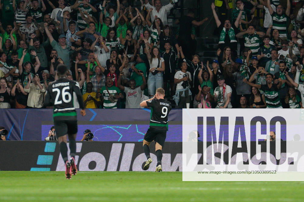 Ousmane Diomande of Sporting CP (L) and Viktor Gyokeres of Sporting CP (C) in action during the UEFA Champions League phase first match between Sporting CP and Lillie OSC at Estadio Jose Alvalade. Final score: Sporting CP 2:0 Lille OSC Lisbon Portugal - ZUMAs197 20240917_aaa_s197_375
