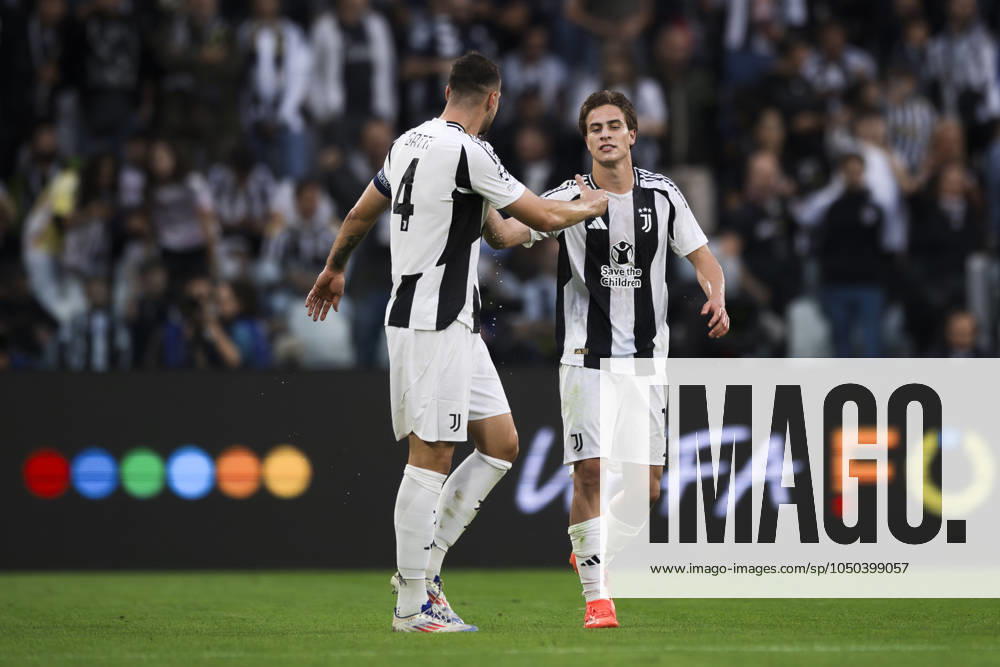 Juventus FC v PSV Eindhoven - UEFA Champions League Kenan Yildiz of Juventus FC celebrates with Federico Gatti of Juventus FC after scoring a goal during the UEFA Champions League football match between Juventus FC and PSV Eindhoven. Turin Italy