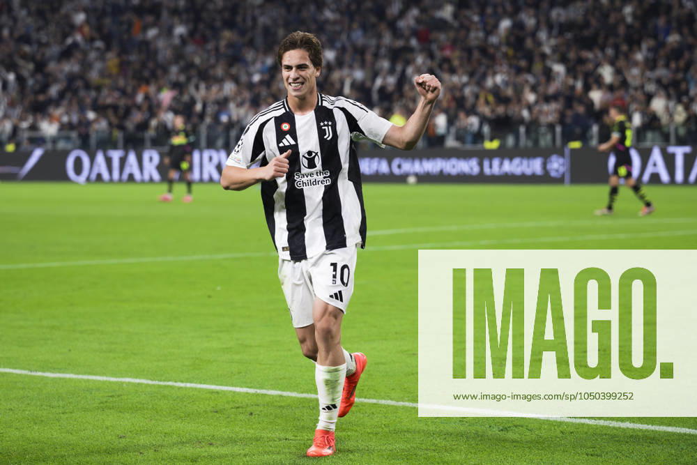 Juventus FC v PSV Eindhoven - UEFA Champions League Kenan Yildiz of Juventus FC celebrates during the UEFA Champions League football match between Juventus FC and PSV Eindhoven. Turin Italy