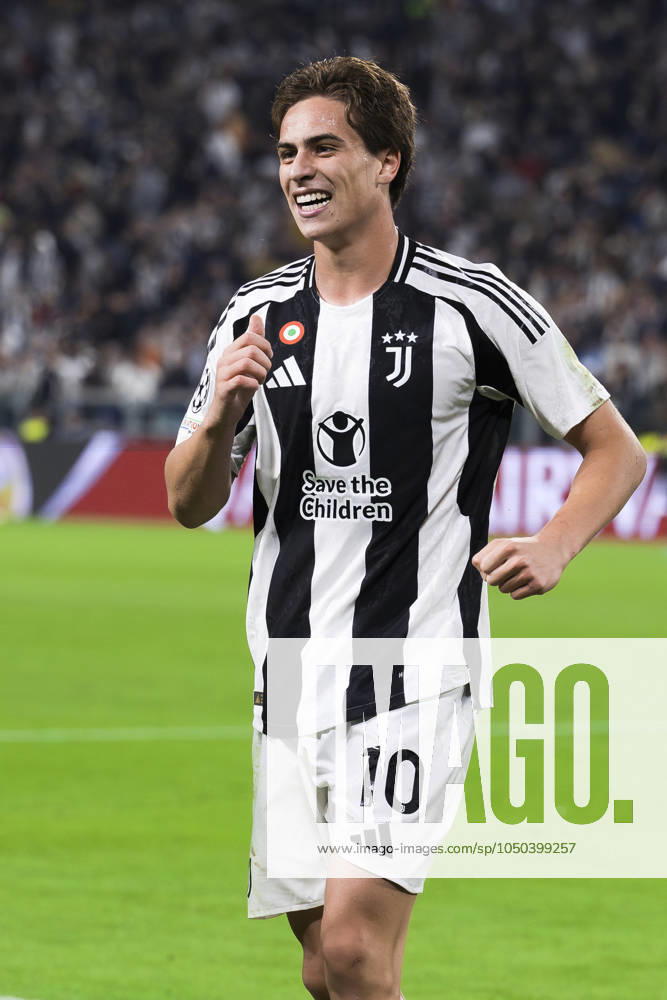 Juventus FC v PSV Eindhoven - UEFA Champions League Kenan Yildiz of Juventus FC celebrates during the UEFA Champions League football match between Juventus FC and PSV Eindhoven. Turin Italy