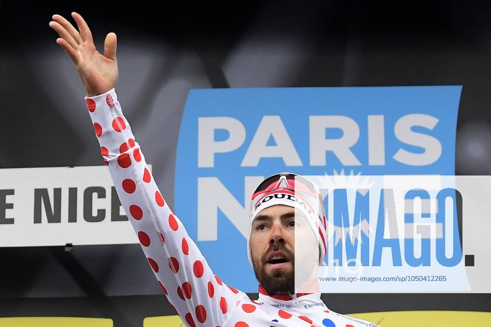 Paris-Nice 2019 - stage 8 NICE, FRANCE - MARCH 17 : DE GENDT Thomas (BEL) of LOTTO SOUDAL pictured with the polka dot jersey during the final podium ceremony after stage 8 of the 2019 Paris - Nice cycling race with start and finish in Nice (110 km) on March 17, 2019 in Nice, France, 17 03 2019 Nice France