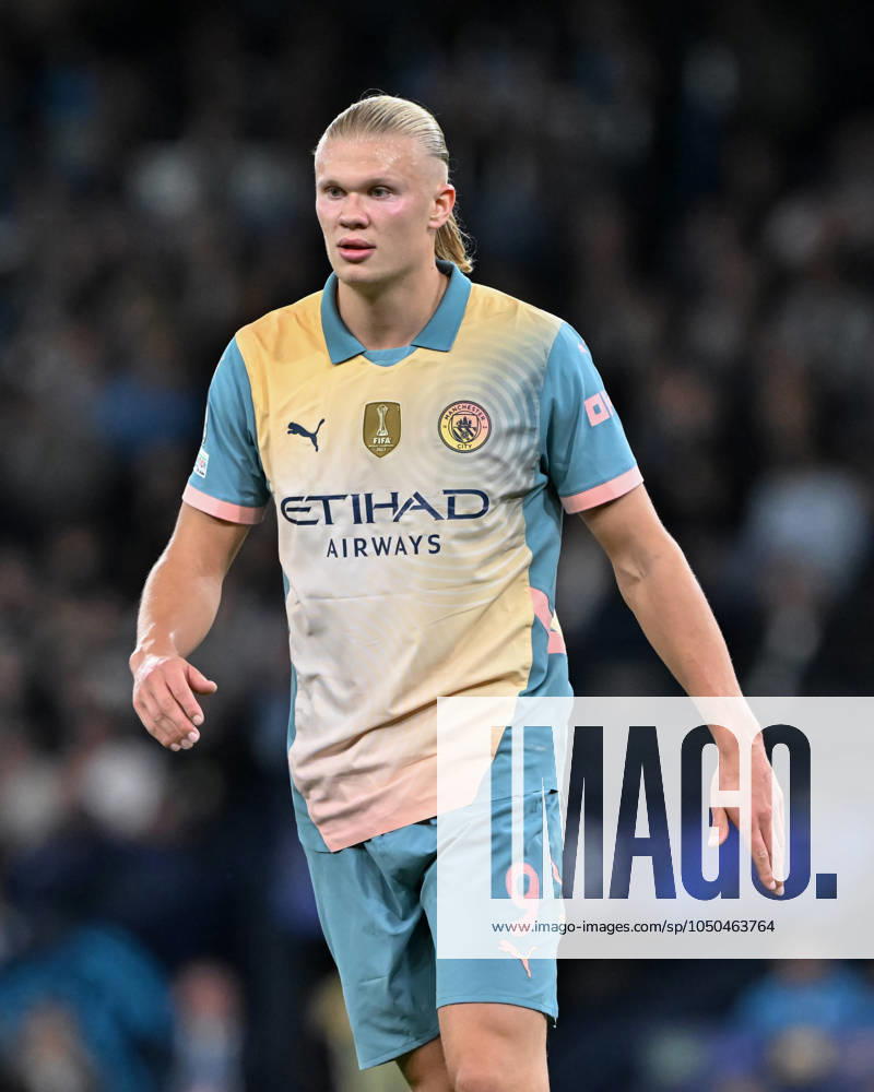 UEFA Champions League league stage Manchester City v Inter Milan Erling Haaland of Manchester City during the UEFA Champions League league stage match Manchester City vs Inter Milan at Etihad Stadium, Manchester, United Kingdom, 18th September 2024 (Photo by Cody Froggatt News Images) Manchester Etihad Stadium Manchester United, ManU Kingdom