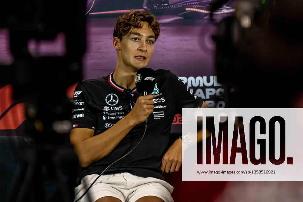 MARINA BAY, SINGAPORE: George Russell, racing for the Mercedes F1 team during the 2024 Formula 1 Singapore Grand Prix at the Marina Bay Street Circuit in Marina Bay, Singapore.