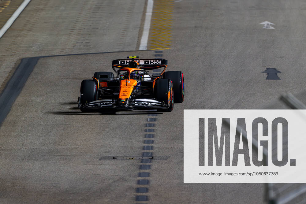 MARINA BAY, SINGAPORE: Lando Norris, racing for the McLaren F1 team during the 2024 Formula 1 Singapore Grand Prix at the Marina Bay Street Circuit in Marina Bay, Singapore