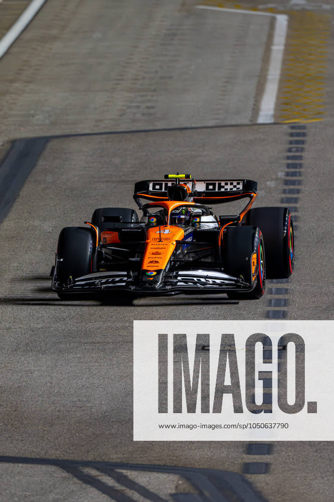 MARINA BAY, SINGAPORE: Lando Norris, racing for the McLaren F1 team during the 2024 Formula 1 Singapore Grand Prix at the Marina Bay Street Circuit in Marina Bay, Singapore