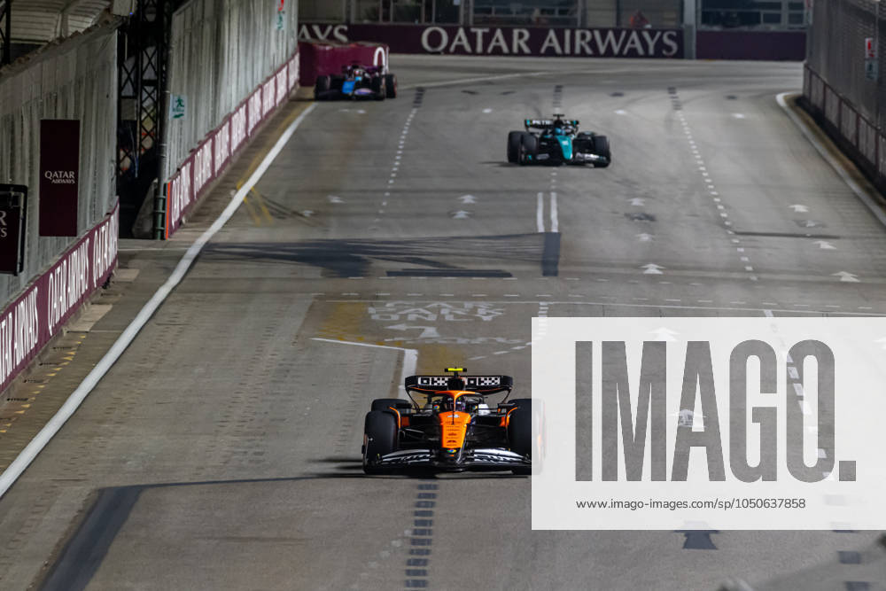 MARINA BAY, SINGAPORE: Lando Norris, racing for the McLaren F1 team during the 2024 Formula 1 Singapore Grand Prix at the Marina Bay Street Circuit in Marina Bay, Singapore
