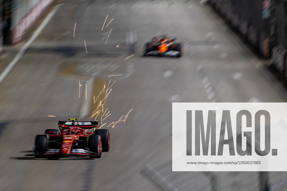 MARINA BAY, SINGAPORE: Carlos Sainz, racing for the Ferrari team during the 2024 Formula 1 Singapore Grand Prix at the Marina Bay Street Circuit in Marina Bay, Singapore