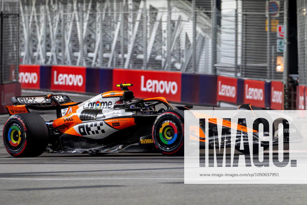 MARINA BAY, SINGAPORE: Lando Norris, racing for the McLaren F1 team during the 2024 Formula 1 Singapore Grand Prix at the Marina Bay Street Circuit in Marina Bay, Singapore