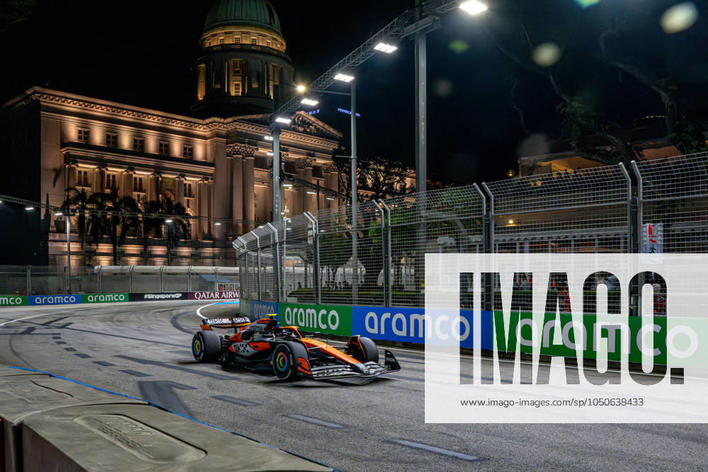 MARINA BAY, SINGAPORE: Lando Norris, racing for the McLaren F1 team during the 2024 Formula 1 Singapore Grand Prix at the Marina Bay Street Circuit in Marina Bay, Singapore