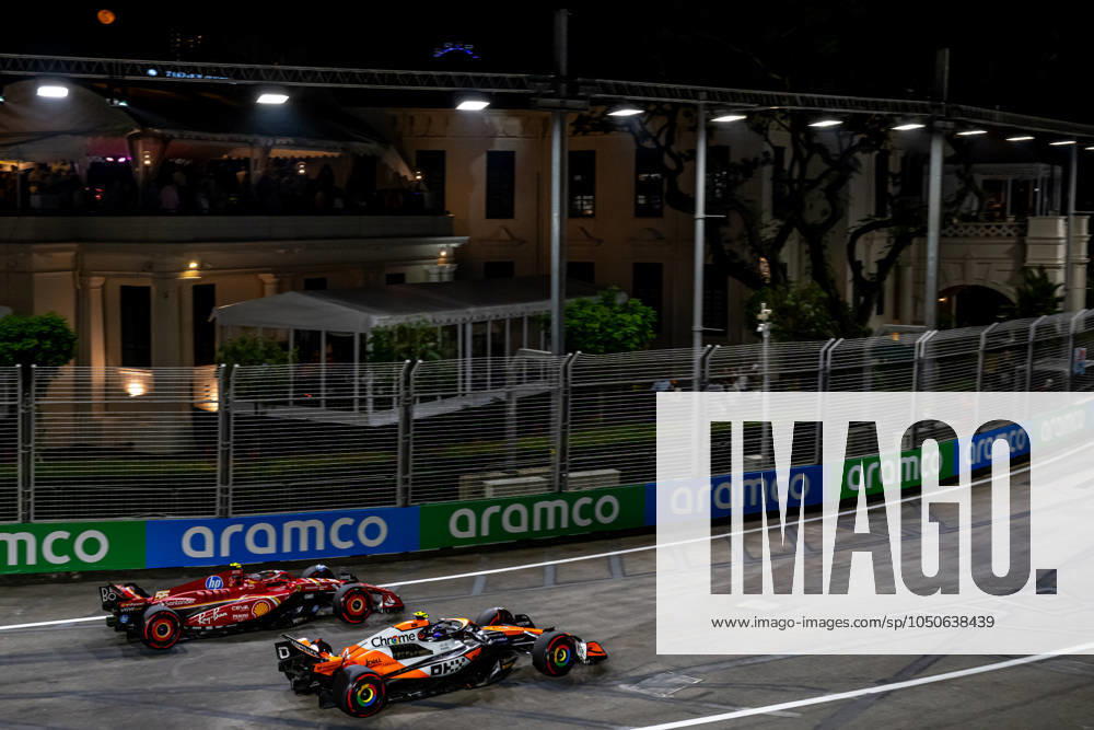 MARINA BAY, SINGAPORE: Lando Norris, racing for the McLaren F1 team during the 2024 Formula 1 Singapore Grand Prix at the Marina Bay Street Circuit in Marina Bay, Singapore