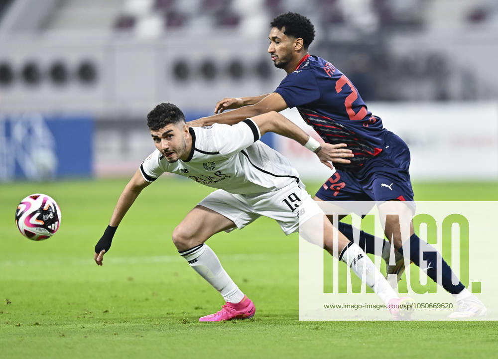 AL-SADD SC VS AL DUHAIL SC-OOREDOO STARS LEAGUE QATAR Rafael Sebastian Mujica Garcia (L) of Al-Sadd SC and Homam El Amin (R) of Al Duhail SC in action during the Ooredoo Qatar Stars League 24 25 match between Al-Sadd SC and Al Duhail SC at Jassim bin Hamad Stadium in Doha, Qatar, on September 21, 2024. DOHA Qatar