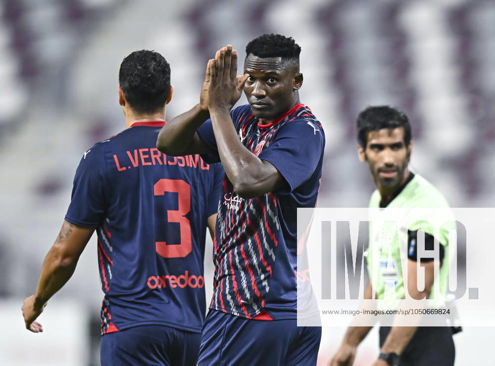 AL-SADD SC VS AL DUHAIL SC-OOREDOO STARS LEAGUE QATAR Michael Olunga of Al Duhail SC celebrate after scoring a goal during the Ooredoo Qatar Stars League 24 25 match between Al-Sadd SC and Al Duhail SC at Jassim bin Hamad Stadium in Doha, Qatar, on September 21, 2024. DOHA Qatar