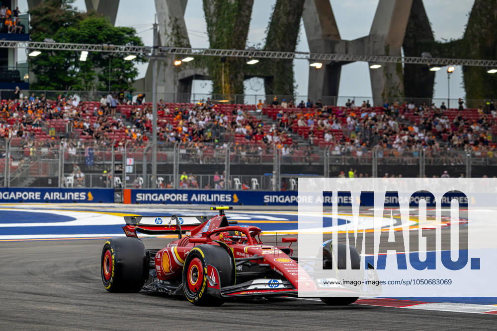 MARINA BAY, SINGAPORE: Carlos Sainz, racing for the Ferrari team during the 2024 Formula 1 Singapore Grand Prix at the Marina Bay Street Circuit in Marina Bay, Singapore