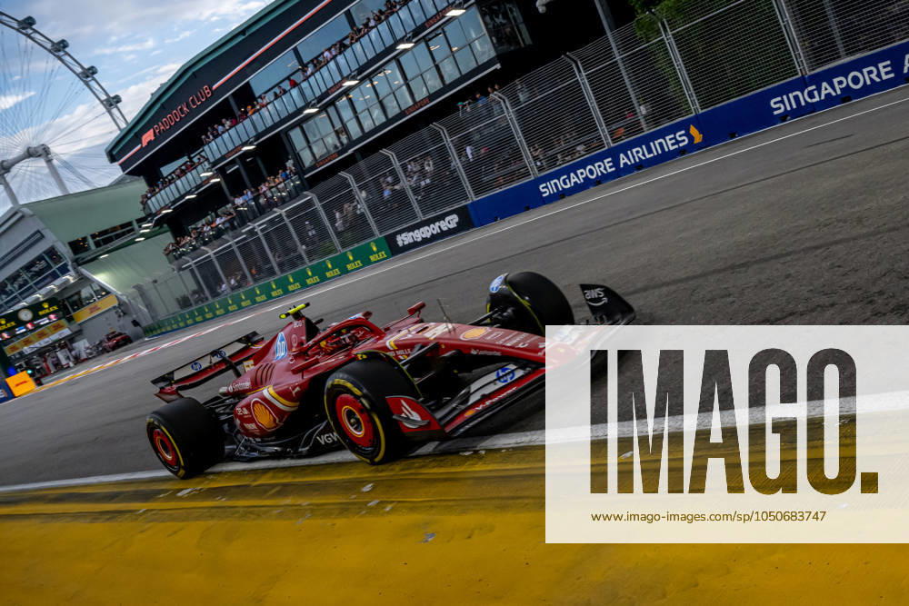 MARINA BAY, SINGAPORE: Carlos Sainz, racing for the Ferrari team during the 2024 Formula 1 Singapore Grand Prix at the Marina Bay Street Circuit in Marina Bay, Singapore