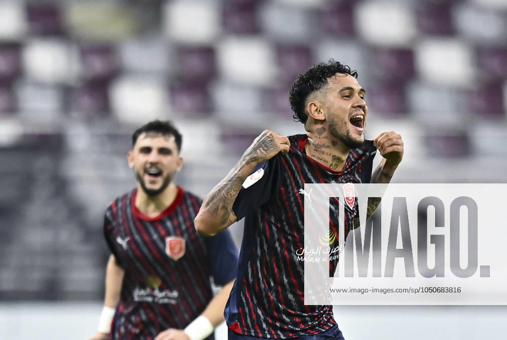 AL-SADD SC VS AL DUHAIL SC-OOREDOO STARS LEAGUE QATAR Edmilson Junior Paulo (R) of Al Duhail SC celebrates after scoring the second goal during the Ooredoo Qatar Stars League 24 25 match between Al-Sadd SC and Al Duhail SC at Jassim bin Hamad Stadium in Doha, Qatar, on September 21, 2024. DOHA Qatar