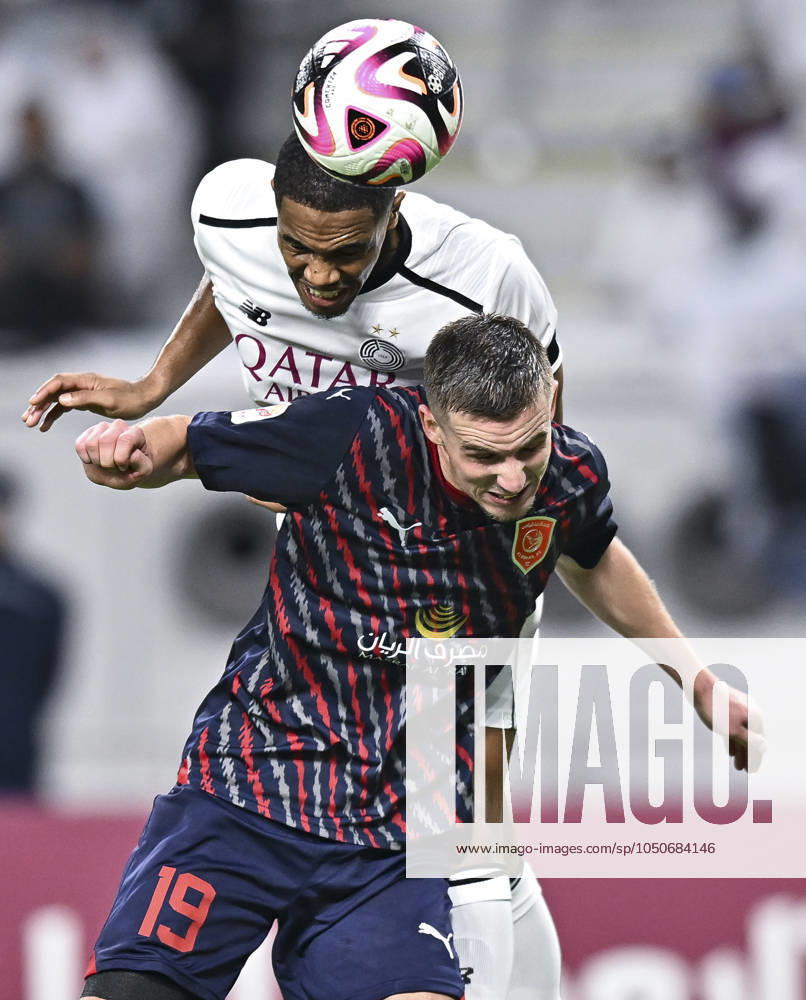 AL-SADD SC VS AL DUHAIL SC-OOREDOO STARS LEAGUE QATAR Pedro Miguel Correia (L) of Al-Sadd SC and Benjamin Bourigeaud (R) of Al Duhail SC in action during the Ooredoo Qatar Stars League 24 25 match between Al-Sadd SC and Al Duhail SC at Jassim bin Hamad Stadium in Doha, Qatar, on September 21, 2024. DOHA Qatar