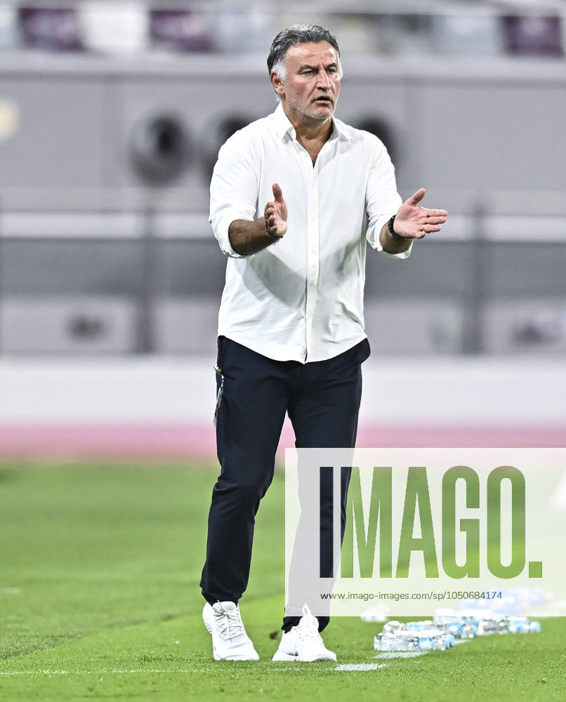 AL-SADD SC VS AL DUHAIL SC-OOREDOO STARS LEAGUE QATAR Christophe Galtier head coach of Al Duhail FC reacts during the Ooredoo Qatar Stars League 24 25 match between Al-Sadd SC and Al Duhail SC at Jassim bin Hamad Stadium in Doha, Qatar, on September 21, 2024. DOHA Qatar