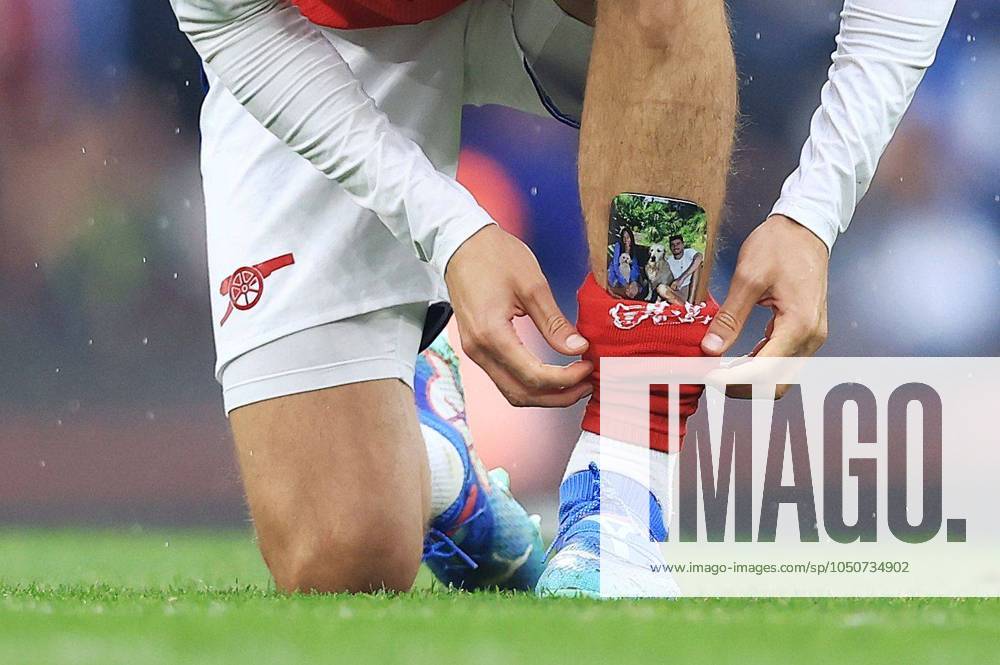 KW38 The shin pad of Kai Havertz of Arsenal Manchester City v Arsenal, Premier League, Football, Etihad Stadium, Manchester, UK, 22 Sep 2024