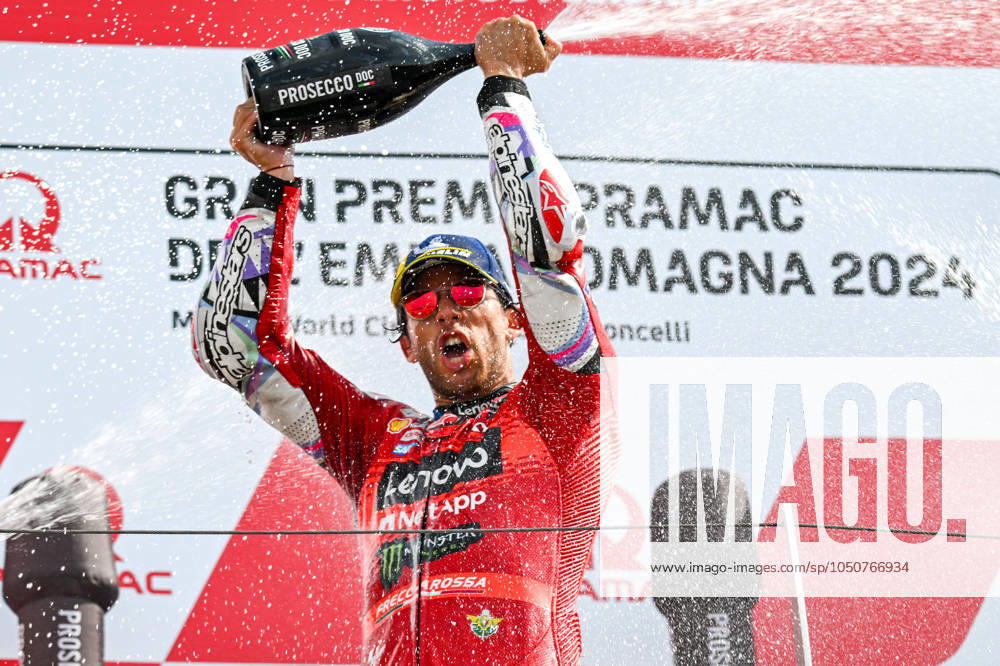 KW38 MOTORI - MotoGP - Gran Premio Pramac dell’Emilia-Romagna - Race Enea Bastianini Italian Ducati Lenovo Team Ducati celebrates the first place of the Gran Premio Pramac dellâ??Emilia-Romagna race during Gran Premio Pramac dellâ??Emilia-Romagna - Race, MotoGP World Championship, WM, Weltmeisterschaft in Misano , Italy, September 22 2024 Misano Italy